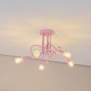 HELAM Oxford taklampa, ljusrosa, Ø 47 cm, metall, 5 lampor