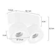 Steinhauer LED-takspotlight Fez, vit, 2 lampor, metall, vridbar