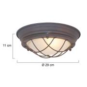 Steinhauer Taklampa Lisanne, brun, Ø 29 cm, metall, glas, E27