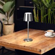 FH Lighting LED-bordslampa Roxi, nickelfärgad, metall, IP54, dimmer