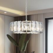Lucea Orvin ljuskrona, rund, krom, 8 lampor, Ø 67 cm, glas