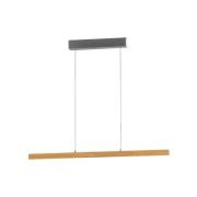 FISCHER & HONSEL LED-pendellampa Shine-Wood, längd 105 cm, ek/nickelfä...