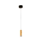 FISCHER & HONSEL LED-pendellampa Shine-Wood, Ø 13 cm ek/svart trä/akry...