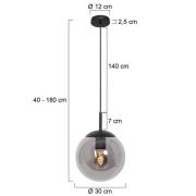 Steinhauer Bollique hänglampa, svart, Ø 30 cm, glas, 1 lampa, kupa