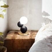 Fabas Luce Bordslampa Micky, svart/mässing, trä, dimbar, G9