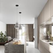 Fabas Luce LED-hänglampa Noa, grå, glas, Ø 25 cm, CCT, dimbar