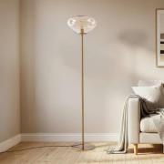 Lindby golvlampa Lelia, bärnsten, glas, metall, 150 cm