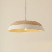 Lindby hänglampa Caliva, Ø 60 cm, beige/vit, hamprep