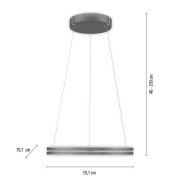 PURE LED-hänglampa E-Loop, grå, Ø 70 cm, aluminium, CCT