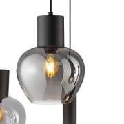 Brilliant Hänglampa Ligari, svart/rökgrå, längd 126 cm, glas