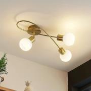 Lindby taklampa Elaina, 54 cm, 3 lampor, mässing, glas, E14