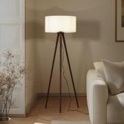 Lindby golvlampa Charlia, vit, valnöt, höjd 150 cm
