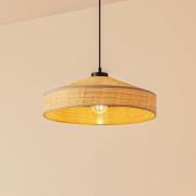 Lindby Hänglampa Haldor, linne, vävd, natur, Ø 40 cm