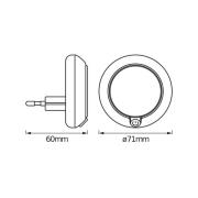 OSRAM LED-nattlampa med stickkontakt LUNETTA ROUND, vit, Ø 7 cm