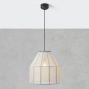 Markslöjd Pendellampa Aiko, beige/svart, Ø 37 cm, tyg/metall