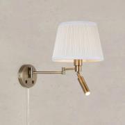 Markslöjd Vägglampa Pivot, naturvit/mässingsfärgad, 43 cm, 2 lampor.