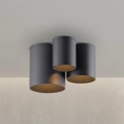 PURE LED-badrumstaklampa Point, svart, längd 18 cm, 3 lampor