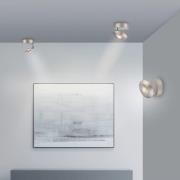 PURE LED-taklampa Oculis, silverfärgad Ø 15 cm järn/glas
