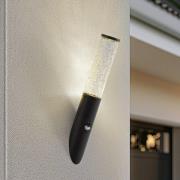 Lindby utomhusvägglampa Gavros, svart, aluminium, sensor
