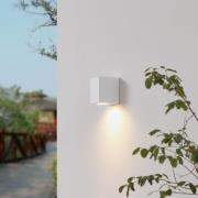 Prios Irfan utomhusvägglampa kantig vit 10 cm