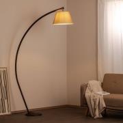 ONLI Golvlampa Sinea, brun/sand, höjd 110 cm, järn, textil