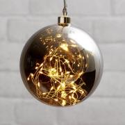 STAR TRADING LED-dekorkula Glow av glas, Ø 15 cm rökgrå