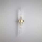 Searchlight Vägglampa Lara, höjd 56 cm, guldfärgad/klar, glas/metall