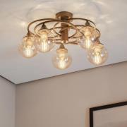 Avonni Binah taklampa bärnsten/antikguld 5 lampor Ø 60 cm glas/metall