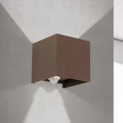 ORION LED-utomhusvägglampa Cube-S, corten, metall, sensor