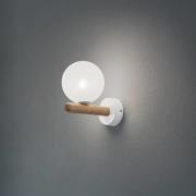 TK Lighting Vägglampa Estera, vit/träfärgad, glas, G9