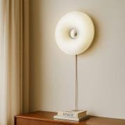 Lindby LED-bord-/vägglampa Fjora, vit/krom, Ø 30 cm, dimbar