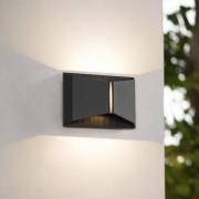 Lindby LED-utomhusvägglampa Anlira, svart, uppåt och nedåt, IP65