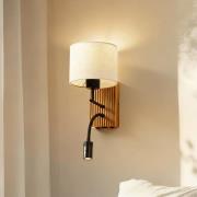 Lucande vägglampa Lieske, 39 cm, beige, textil, läslampa