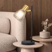 Näve Bordslampa Lindita, glas, rökgrå, E14, vinklingsbar