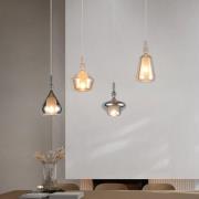 Trio Lighting Hänglampa Aldea, längd 65 cm, vit/bärnstensfärgad/kromgl...