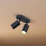 Calex GU10-takspotlight, svart, längd 21 cm, 2 lampor, metall