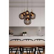 By Rydéns By Rydens pendellampa Laura, Ø 54 cm, 7 lampor, rökgrå