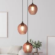 Searchlight Hänglampa Ojay, plommon/svart, glas, 3 lampor, E27