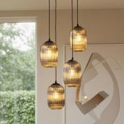 EMIBIG LIGHTING Verdi pendellampa, Ø 30 cm, svart/rökgrå, glas, 4 lamp...