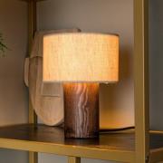 Lucide Bordslampa Tachina, höjd 20 cm, brun/natur, trä/tyg