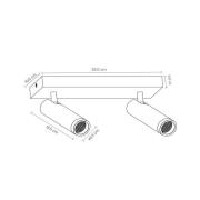 Lucide Takspotlight Grado, längd 25 cm, taupe, metall, 2 lampor