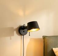 Lucande vägglampa Silka, 14 cm, svart, flexibel, stickkontakt