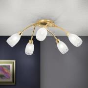 ORION Taklampa CARLA, mässingsfärgad, Ø 60 cm Metall/glas 5 lampor