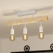 EGLO Townshend taklampa, längd 55 cm, vit/ek, 3 lampor.