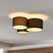 EGLO Taklampa Pastore 2, längd 61 cm, svart, 3 lampor, tyg