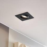 PRIOS inbyggnadslampa Fibur, svart, 9 cm, GU10, 10-pack