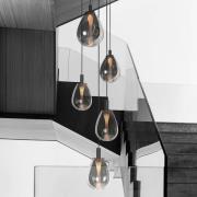 Steinhauer LED-pendellampa Glimsy, Ø 40 cm svart/rökgrått glas 5 lampo...