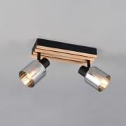 Reality Leuchten Spot Travia, längd 39 cm, 2 lampor, svart/rökgrå