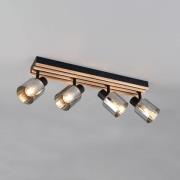 Reality Leuchten Spot Travia, längd 65 cm, 4 lampor, svart/rökgrå