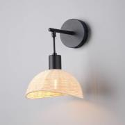 Reality Leuchten Vägglampa Calvi, naturrotting, svart, metall, Ø 18 cm